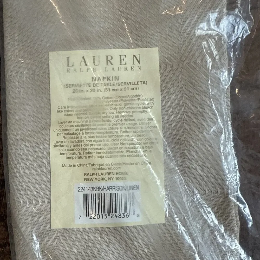 Ralph Lauren Harrison Table Linen Napkin Retired Color Taupe 20
